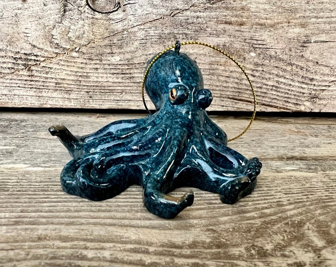 Blue Polyresin Octopus Ornament Figurine