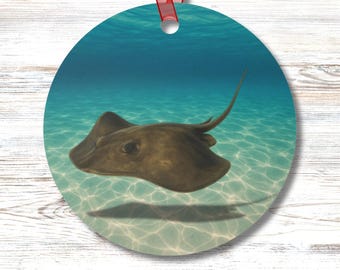 Stingray Ornament Coastal Beach Decor Underwater Sea Life Design Gift for Her or Him Ocean Lovers Metal Ornament Double Sided Year Round