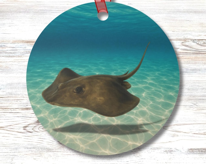 Stingray Ornament Coastal Beach Decor Underwater Sea Life Design Gift for Her or Him Ocean Lovers Metal Ornament Double Sided Year Round