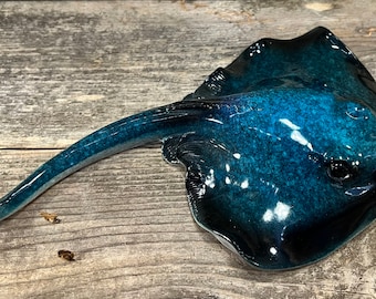 Intricately Detailed Polyresin Tabletop Blue Stingray Figurine