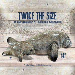 Oversized Manatee Figurine 14 Inch Realistic Coastal Decor for Florida Beach House or Gift for Manatee Lovers and Ocean Fans
