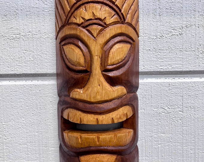 Handmade Natural “Kahuna” Tiki Mask Wood Wall Plaque