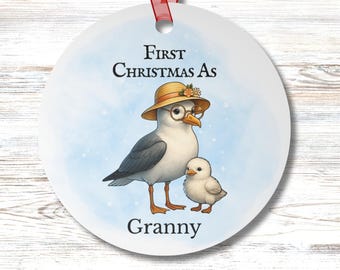Personalized Granny Seagull Ornament: First Christmas Coastal Keepsake