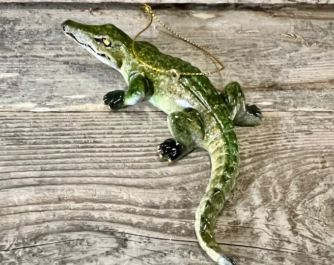 Green Polyresin American Alligator Ornament Figurine