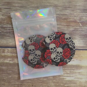 Skulls and Roses Car Coaster | Car Coasters | Neoprene Car Coaster | Funny Car Coaster| Set of 2 Coasters
