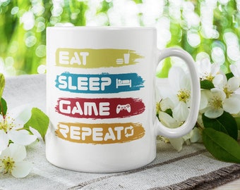 Eat, Sleep, Game, Repeat | Coffee Mug |  Mug | Funny Coffee Mug | Gamer Gift | Gift for Friend