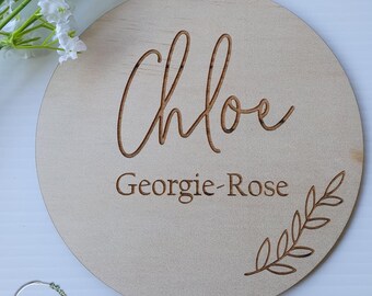 Personalised Engraved Wooden Milestone Disk - Newborn New baby Baby shower birth announcement - baby announcement