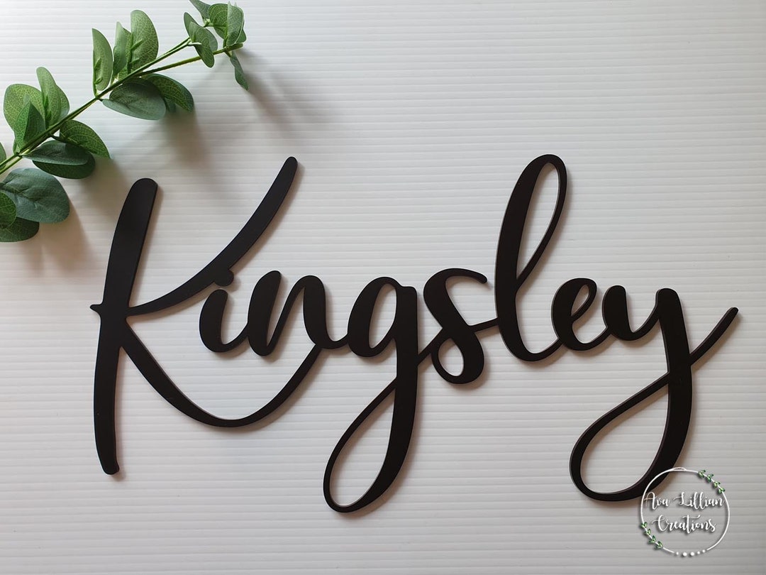 Custom Acrylic Nursery Name Sign - Personalised Wood Gold Mirror ...