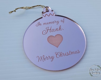 Personalised Christmas Bauble In memory of Memorial bauble Acrylic Xmas Tree Decorations In memory