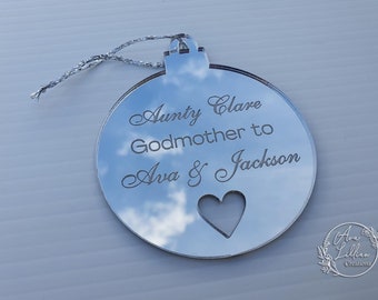 Personalised Godparent gift I Christmas Bauble Acrylic Xmas Tree Decorations I Godmother Godfather gift I Godparent I New baby baptism