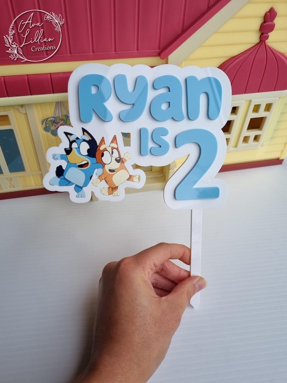 Bluey theme cake topper I Personalised birthday cake topper I Bluey Birthday Party Decoration & Bluey Theme I Acrylic cake topper I Bluey