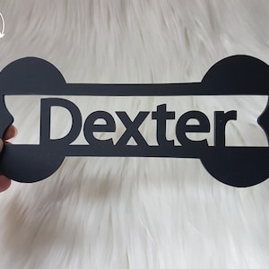 Personalised Pet Dog bone name plaque kennel name tag