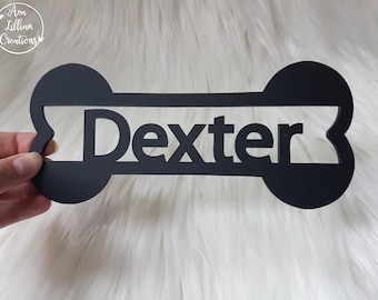 Personalised Pet Dog bone name plaque kennel name tag