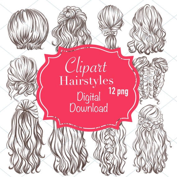 Download Hair Clip Art Digital Download Hair Set Clipart Custom Hairstyles Hair Clipart Character Hair Fashion Girl Gift 18 Png Images