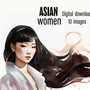 Asian art 10 PNG, Kawaii clipart, Asian art print, Fashion girl clipart, Korean art, Asian woman art, Asian wall art, Korean wall art