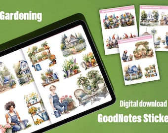 Gardening Goodnotes stickers, Spring Good notes, Digital sticker pack, iPad stickers notability, Digital sticker book, Garden stickers