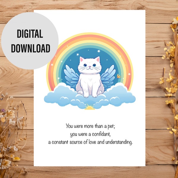Rainbow Bridge cat e-card Sympathy card condolence card Pet sympathy card DIGITAL DOWNLOAD for print