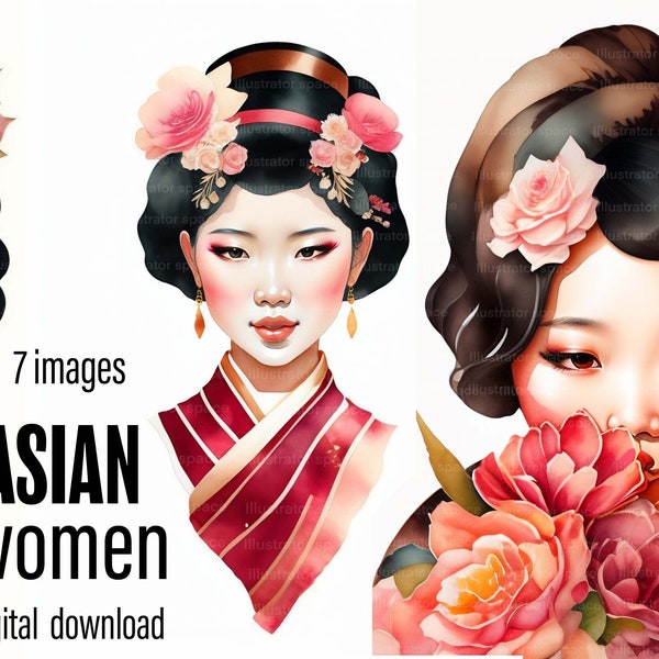 Asian woman sketches 7 PNG Digital download, Asian art print, Korean art, Asian wall art, Japanese art