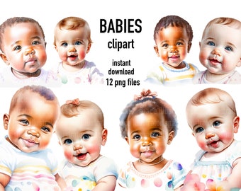 Family clipart, Baby boy PNG, Babies clipart, Baby girl PNG, Afro baby clipart, black girl clipart, Cute infants, Scrapbooking babies