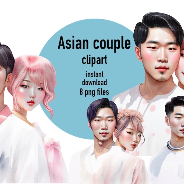 Asian couple clipart, Family clipart, Couple clipart, Asian clipart, Japanese clipart, asian art, digital prints art asian,