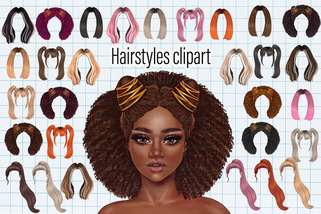 Hair Clipart DIGITAL DOWNLOAD Hair Set Clip Art Custom Hairstyles Hair