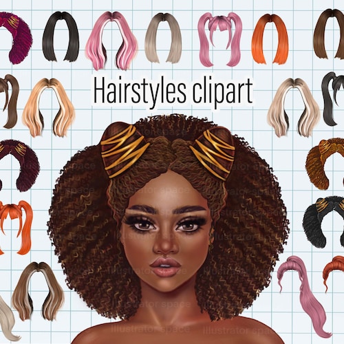 Hair Clipart DIGITAL DOWNLOAD Hair Set Clip Art Custom Etsy
