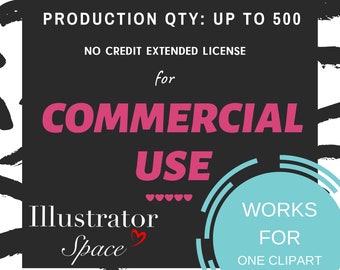 Extended License for Commercial Use of Any Clipart Set - Production Quantity of 1-500, Extended Commercial Use of Clip Art