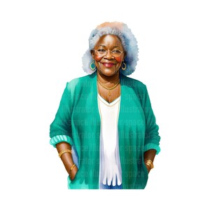 Mature Ladies Clipart Grandma Png Black Woman Clipart - Etsy