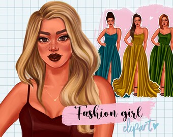 Fashion illustration for business, fashion girl clipart for print, woman art for case, girl clip art for planner, digital clipart png