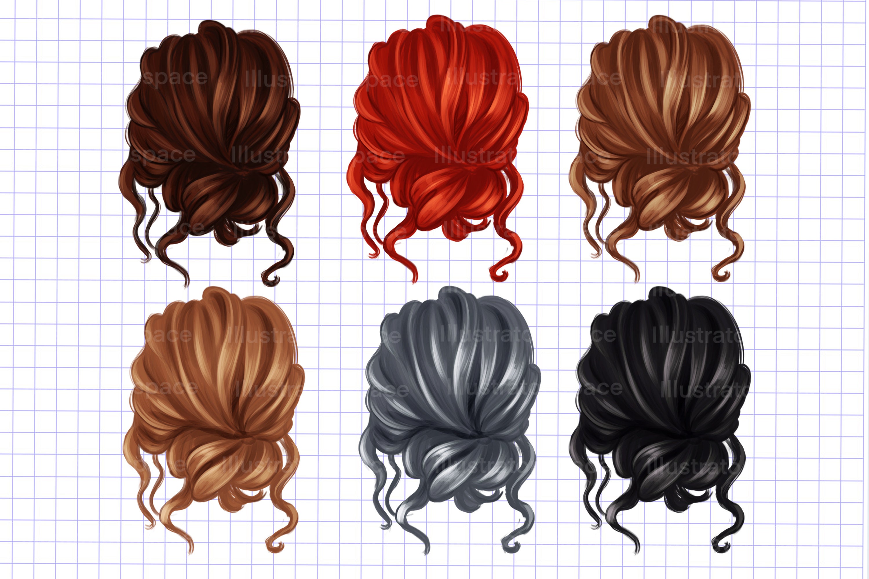 Hairstyles Clip Art DIGITAL DOWNLOAD Hair Png Hair Set Clipart - Etsy UK