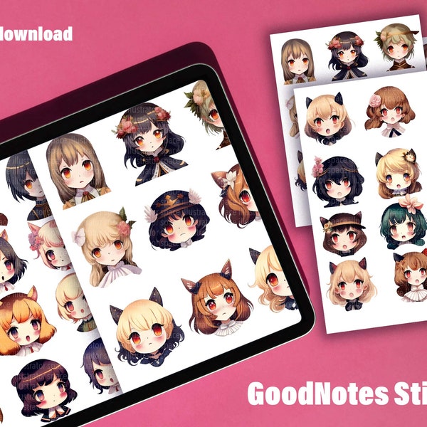 Kawaii stickers, Goodnotes notebook, japanese stickers, cute sticker pack, Goodnotes elements, Goodnotes stickers,  Good notes planner