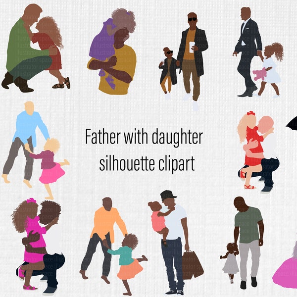 Fathers day clipart, Family clipart, Father PNG, Happy Fathers Day, black father clipart, Daddy daughter, Stepdad gift car clipart, Dad PNG