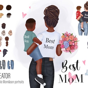 Family clipart, Mom clipart, Black women clipart, Mother son clipart, Black girl clipart, Mothers day clipart, Mom and baby clipart