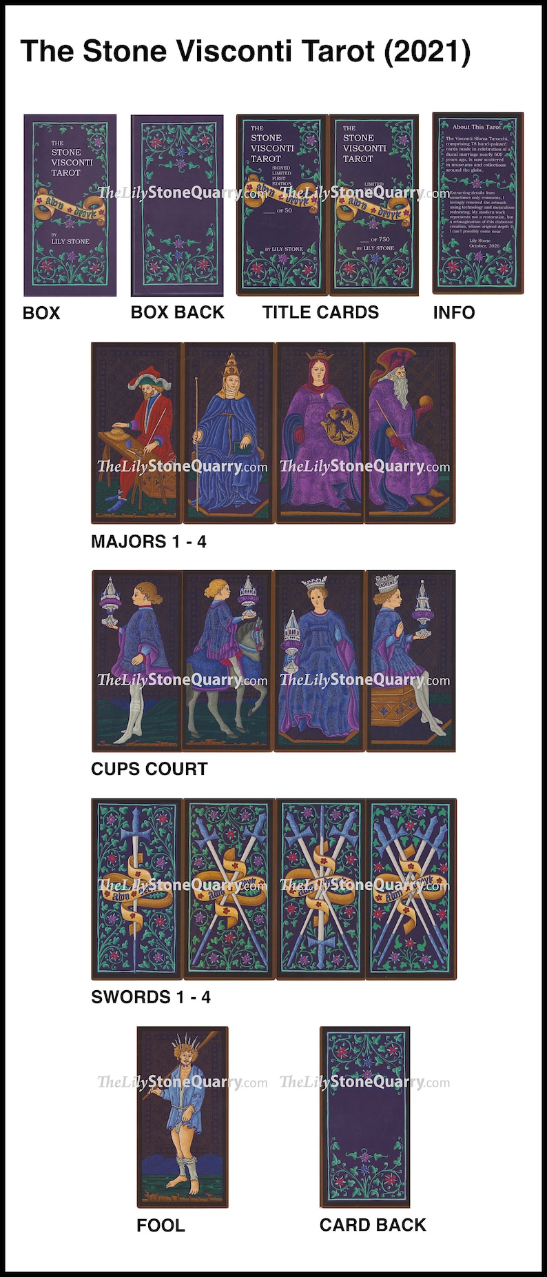 The Stone Visconti Tarot (2021) - Limited Edition of 750 Numbered Decks - 78 Cards bild 4