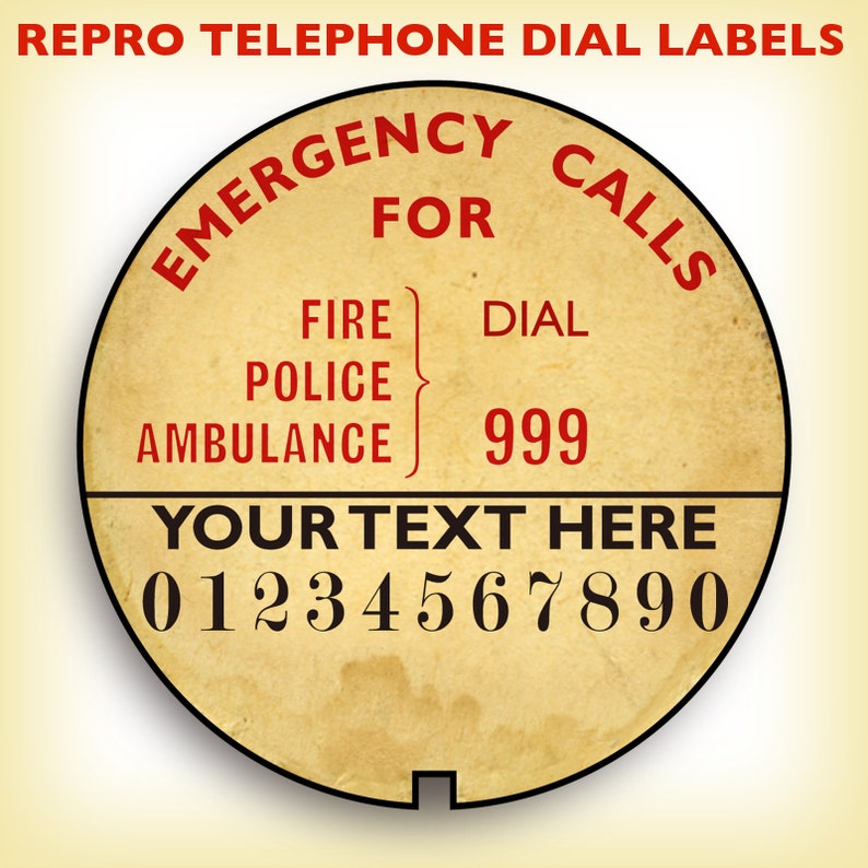 1930s Telephone Dial Number Label, Instant PDF Editable Template, for