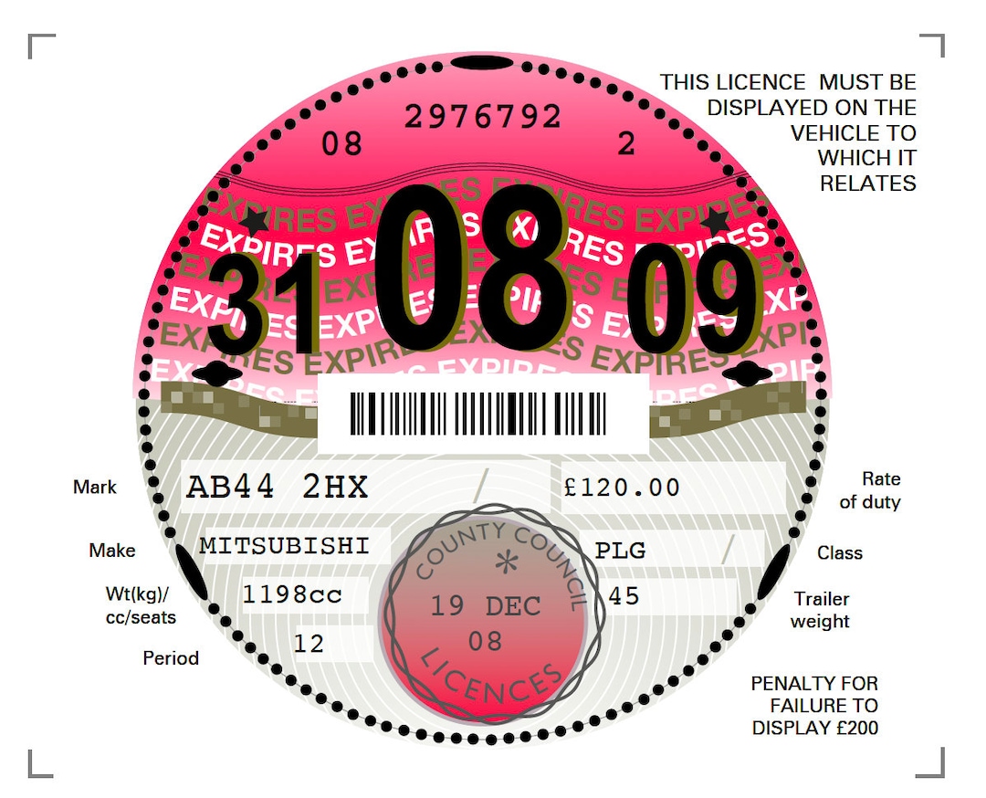 2006 2010 Replica Road Tax Disc, Instant PDF Editable Template, for