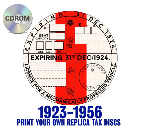 1961 AND ALL YEARS OF Replica Reproduction Vintage Car Road Tax Disc Classic 