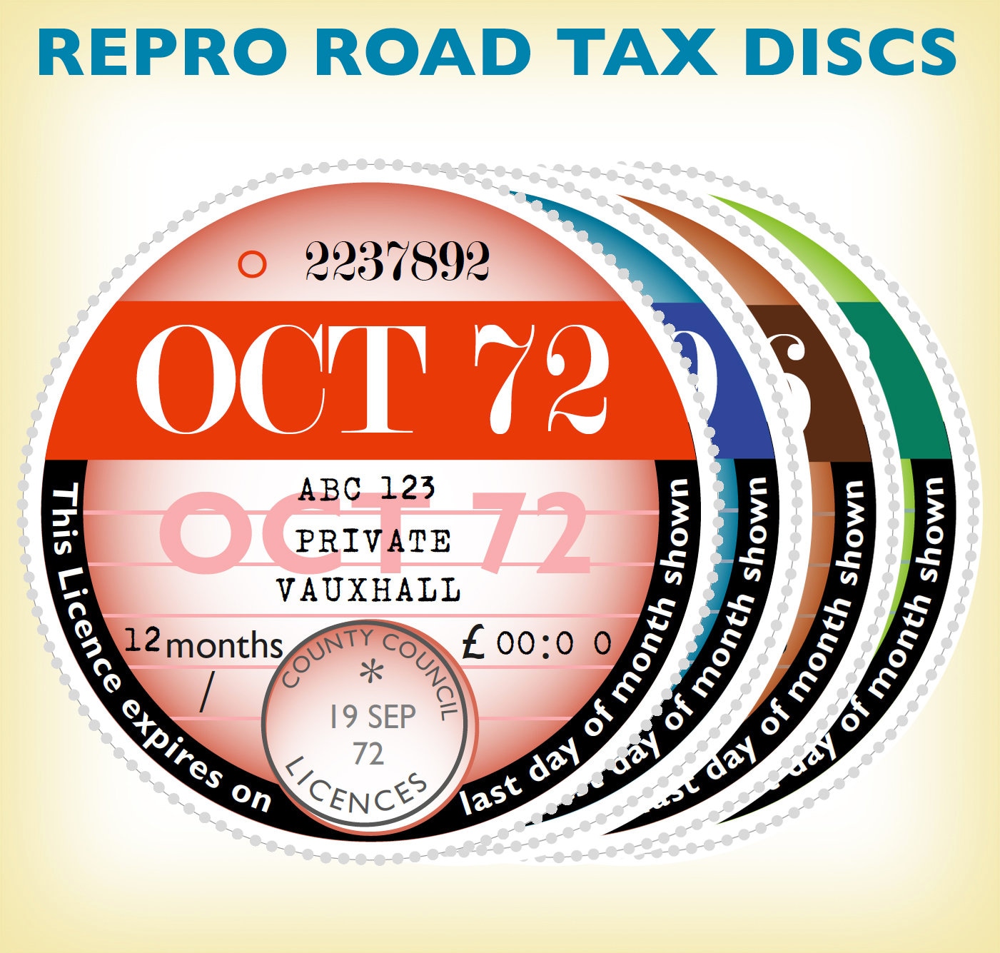 1963 1977 Replica Road Tax Disc Instant PDF Editable Template For 1963-1977-replica-road-tax-disc-instant-pdf-editable-template-for