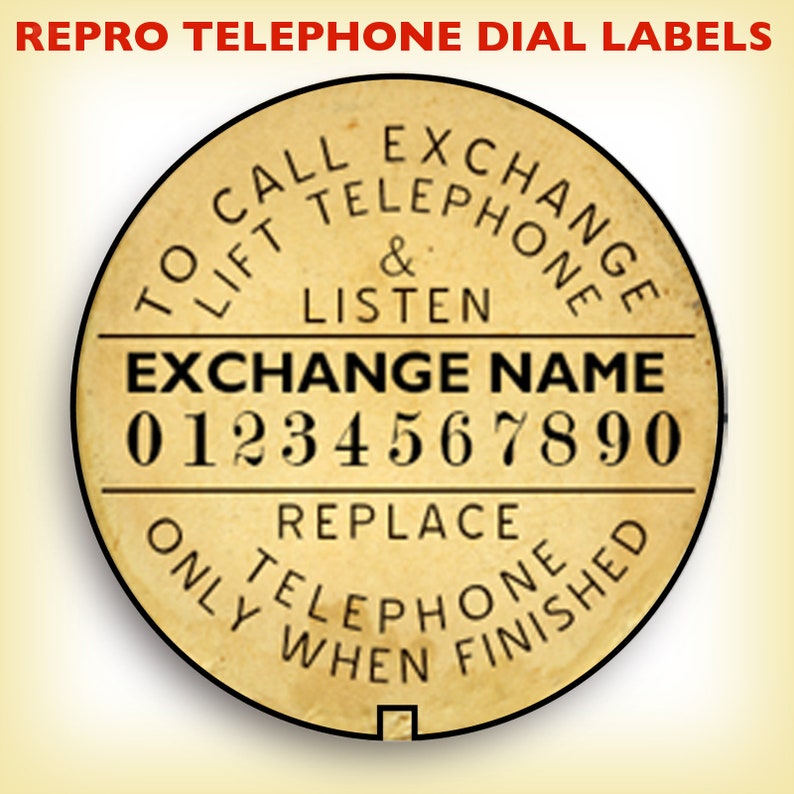 1920s Telephone Dial Number Label, Instant PDF Editable Template, for