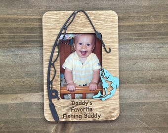 Daddy's Favorite Fishing Buddy Magnet, Gift for Dad, Gift for Grandpa, Father's Day Fridge Photo Frame Magnet, Car Visor Clip