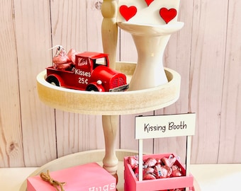 Valentine's  Tiered Tray Decor | Valentine Decor | Valentine Tier Tray | Tier Tray Decor | Farmhouse Valentine Decor | Heart Decor