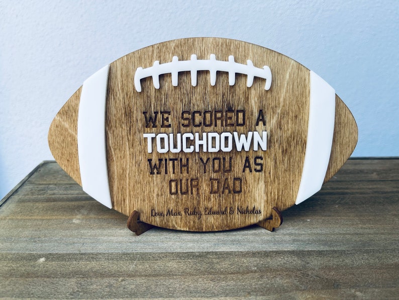 Football Touchdown Sign Football Sign for Dads, We Scored a Touchdown, Father's Day Gift ...