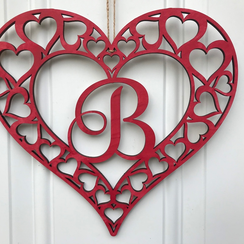 Personalized Heart Monogram Door Hanger, Heart Door Hanger, Wedding Gift, Valentine Door Hanger, Monogram Door Hanger, Valentine Wall Decor