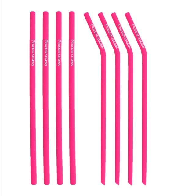 Orange Reusable Silicone Drinking Straws Bendable Bent Straight Thick coffee