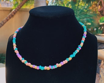 pastel seed bead necklace