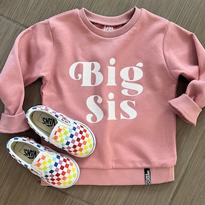 Sweatshirt grande soeur - grossesse bohème rétro - faire-part grande soeur - future grande soeur - cadeau 2e enfant - équipe rétro grande soeur pour bébés et enfants