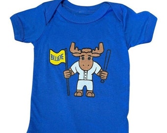Seattle Believe Moose baby one piece - Seattle infant body suit - Baseball baby romper - Seattle Ballgame jumpsuit