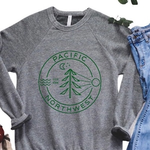 PNW Sweatshirt - pnw Sweater - pnw Crewneck - Pacific Northwest Sweatshirt - Pacific Northwest Sweatshirt - Evergreen PNW adult crew neck