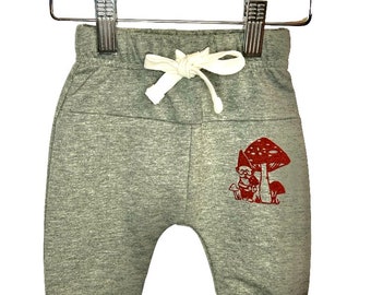 Mushrooms and Gnome baby and kids joggers