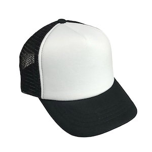 Everyday White/Black blank baby and kids adjustable trucker hat